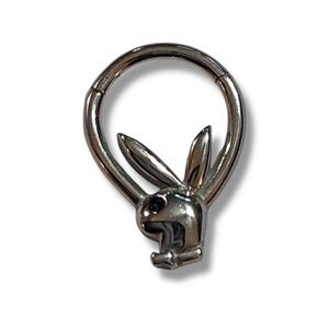 Silver Playboy Bunny 16 Gauge Hinged Hoop